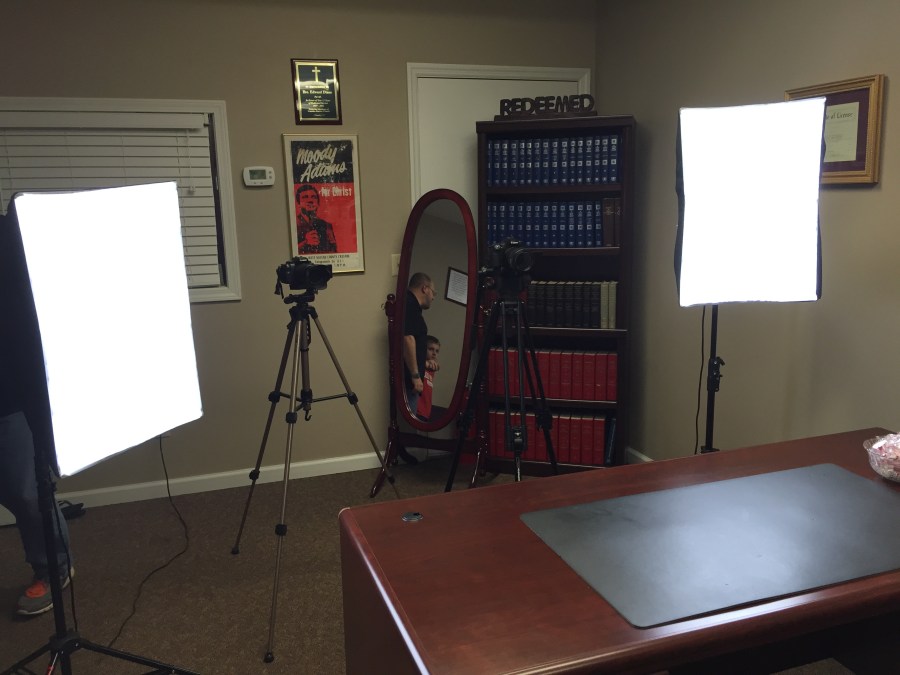 the set up w/ soft boxes 