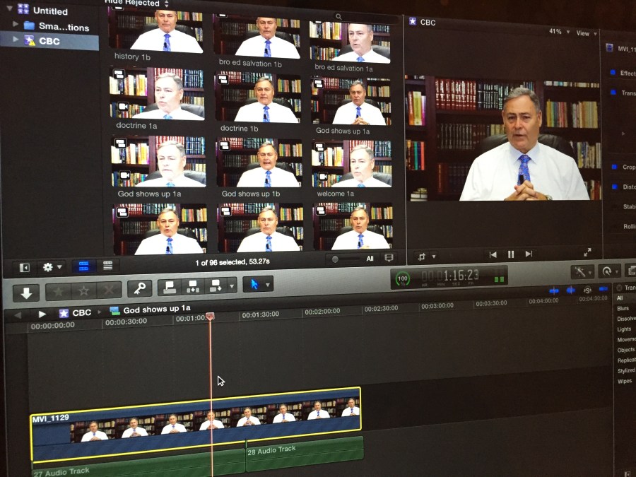 the joys of being back in Final Cut Pro! Synching like a villain. 72 takes times 2 because of 2 camera set up. Yup, Do the math!